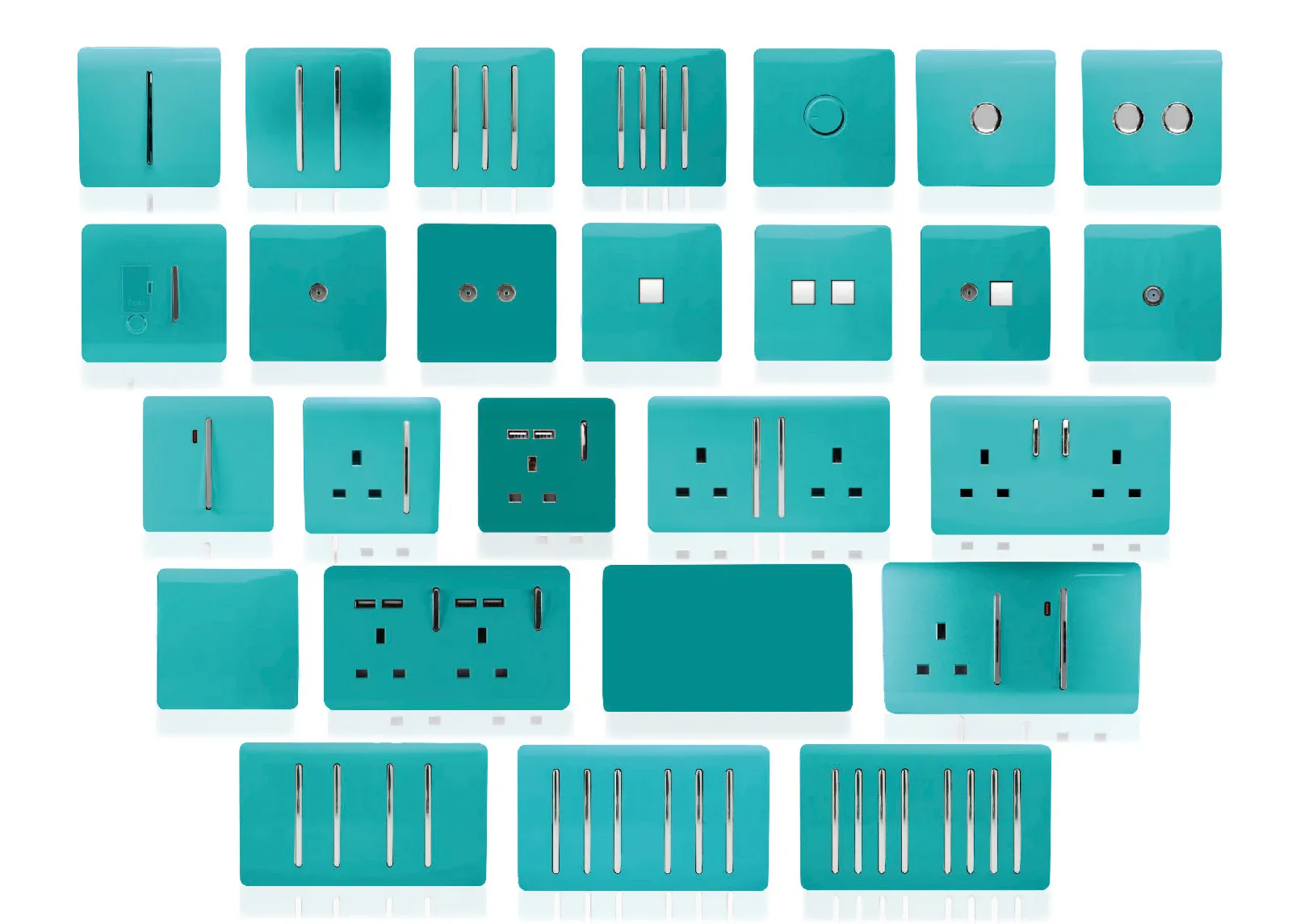 Bright Teal Wiring Accessories Trendi Decorative Screwless Bright Teal Wiring Accessories Trendi Decorative Screwless